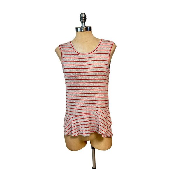 CAbi 5331 Orange Gray Stripe Ruffle Tank Size XS - Picture 2 of 5
